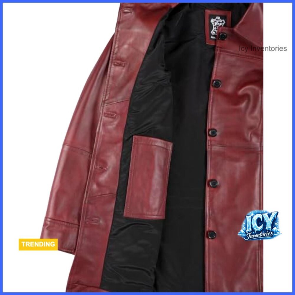 Lambskin Leather Jacket Vintage Style Long Trench Coat Women - Picture 5 of 7